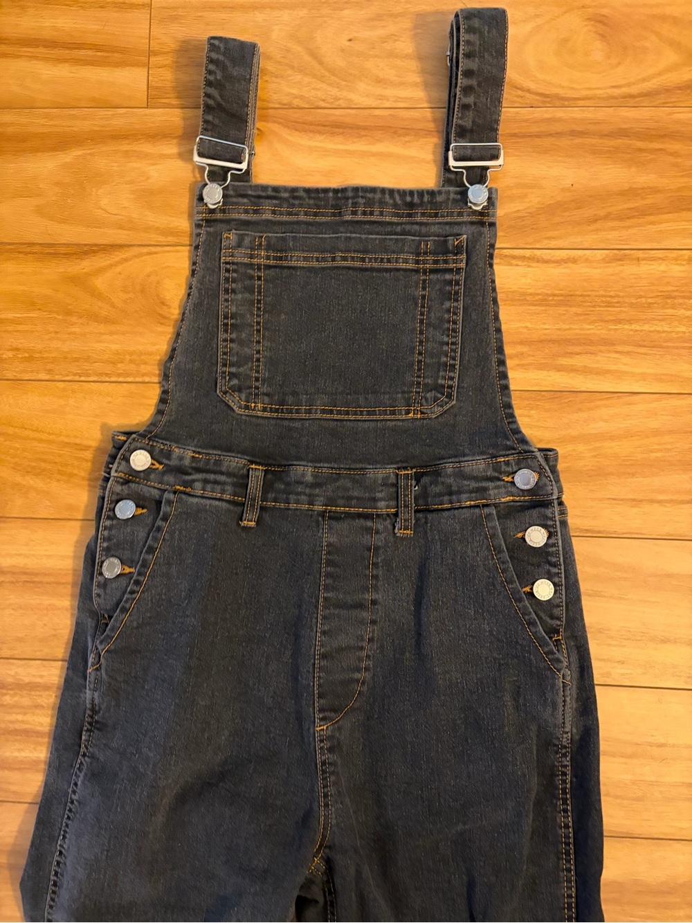 WeWoreWhat Dark Denim Overalls with Contrast Stitching - Picture 3 of 5
